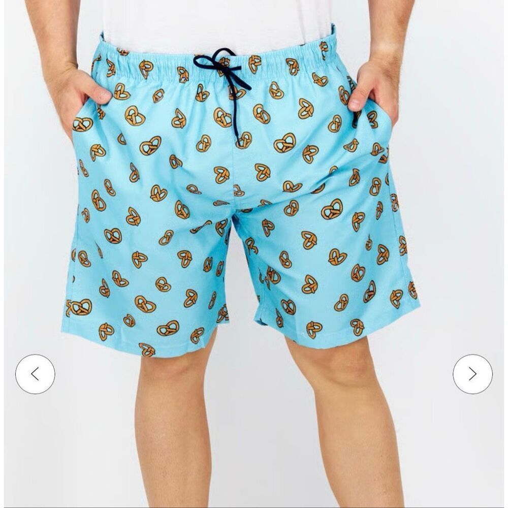 US Surf Club Men Allover pretzel Print Swimwear Shorts mens size L